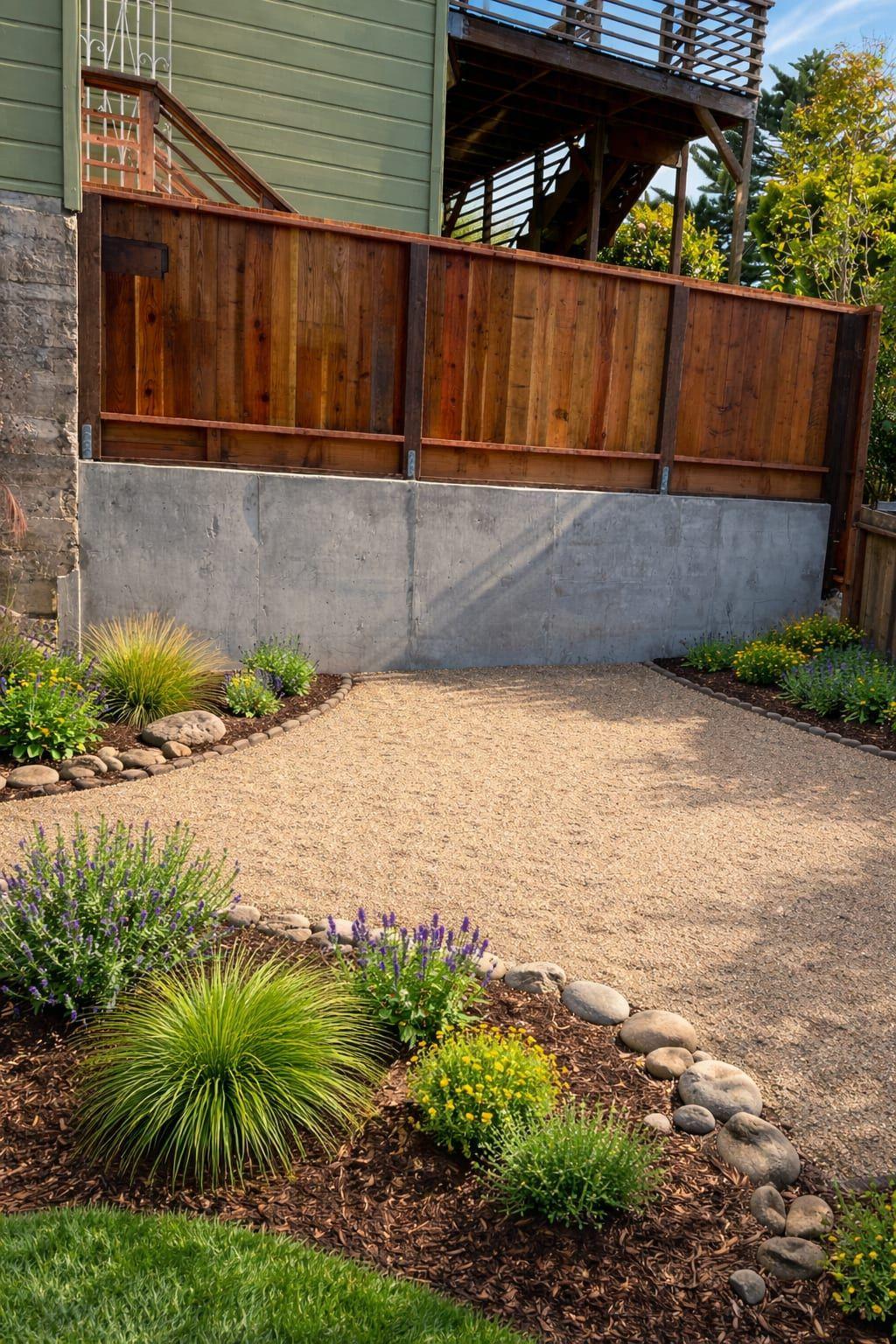Concrete Wall with Fence & Landscape — Retaining Walls project in Mill Valley by Gadget Construction